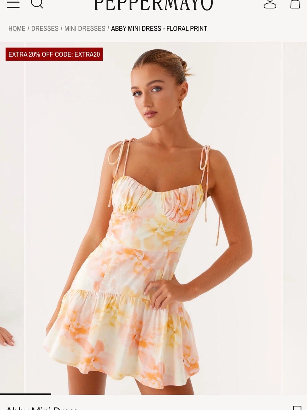 Peppermayo Pastel Floral Tie-Shoulder Mini Dress